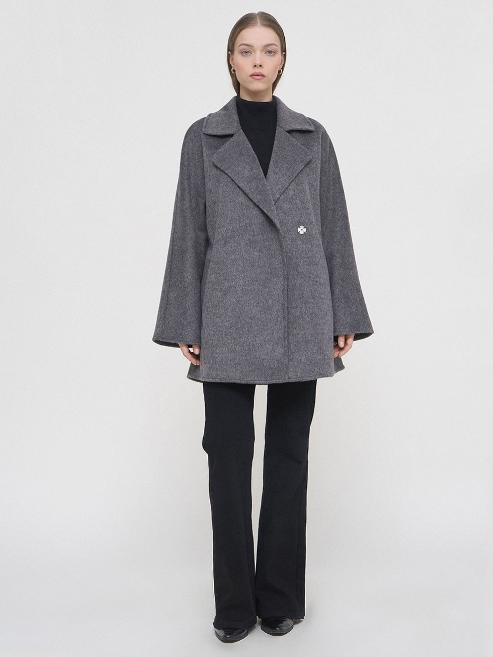 ТЕКСТИЛЬНОЕ ПАЛЬТО ЖЕНСКОЕ, СВЕТЛО-СЕРОЕ