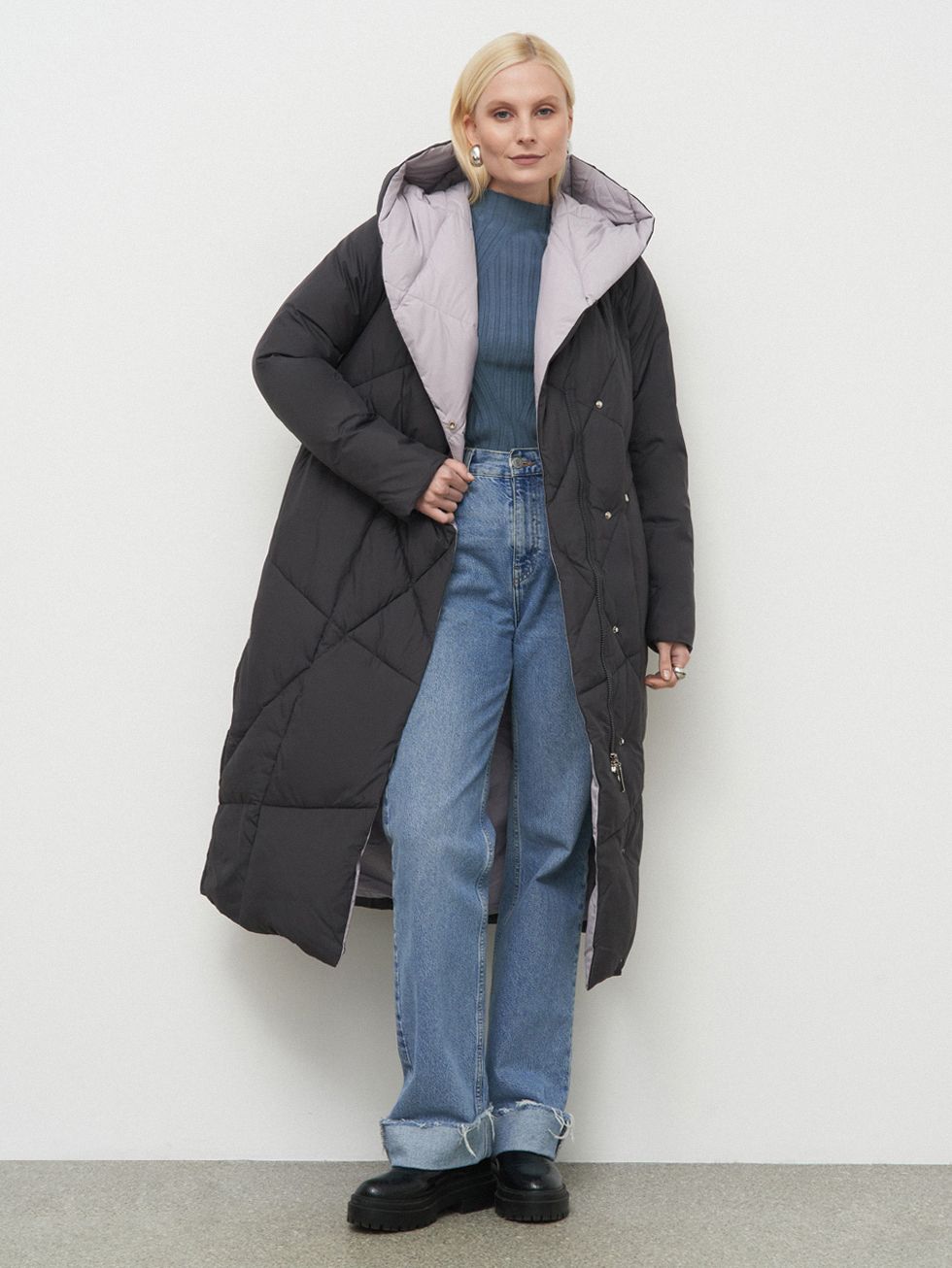 ПУХОВИК ЖЕНСКИЙ, ТЕМНО-СЕРЫЙ