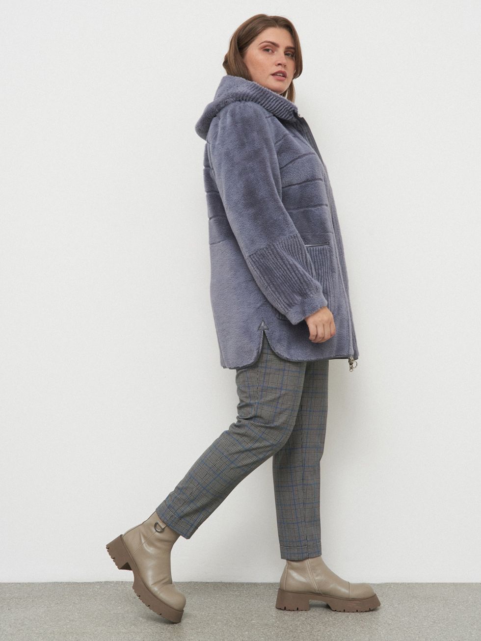 ШУБА ТЕМНО-СЕРАЯ, ЭКО-МЕХ