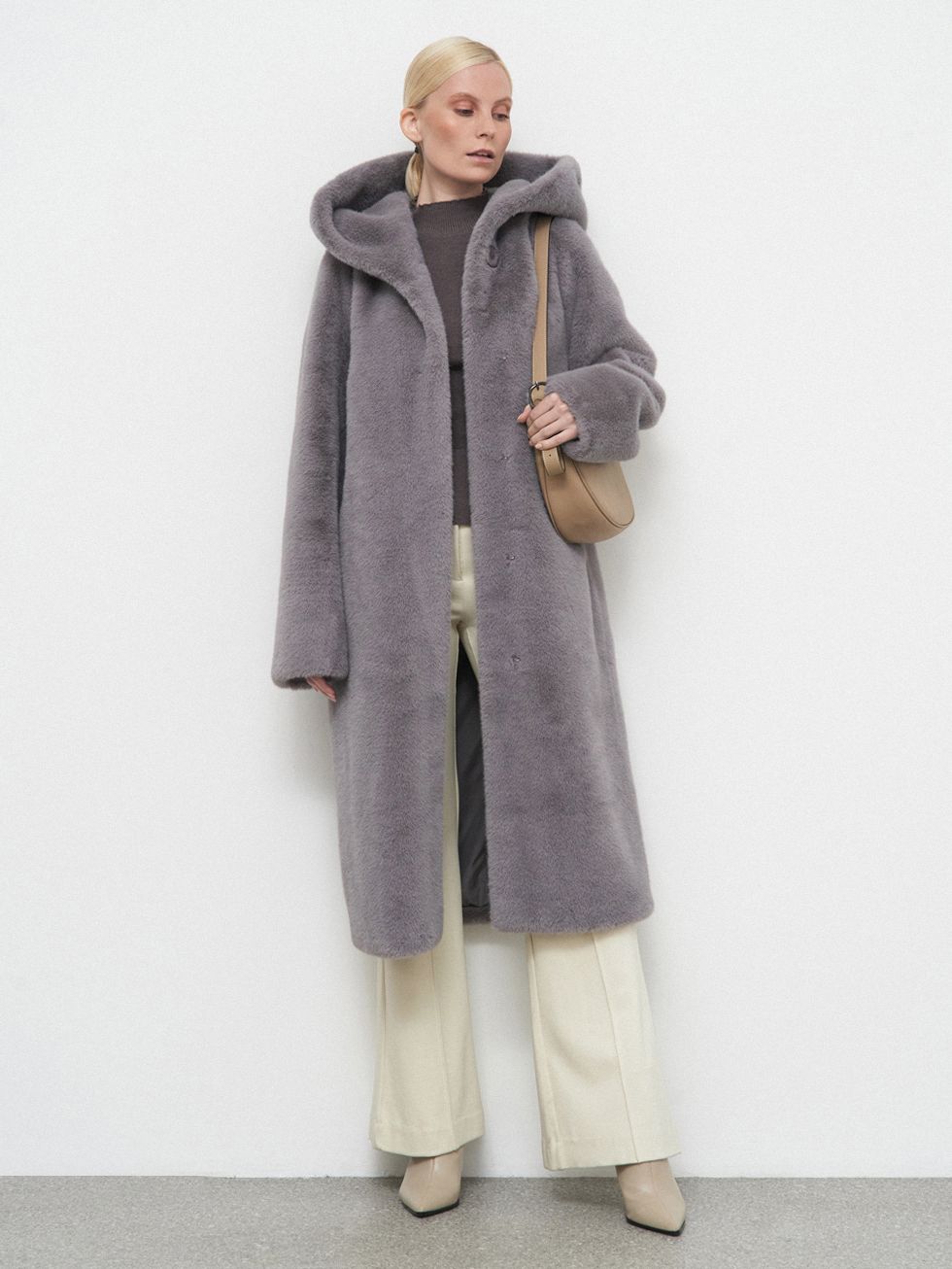 ШУБА ТЕМНО-СЕРАЯ, ЭКО-МЕХ