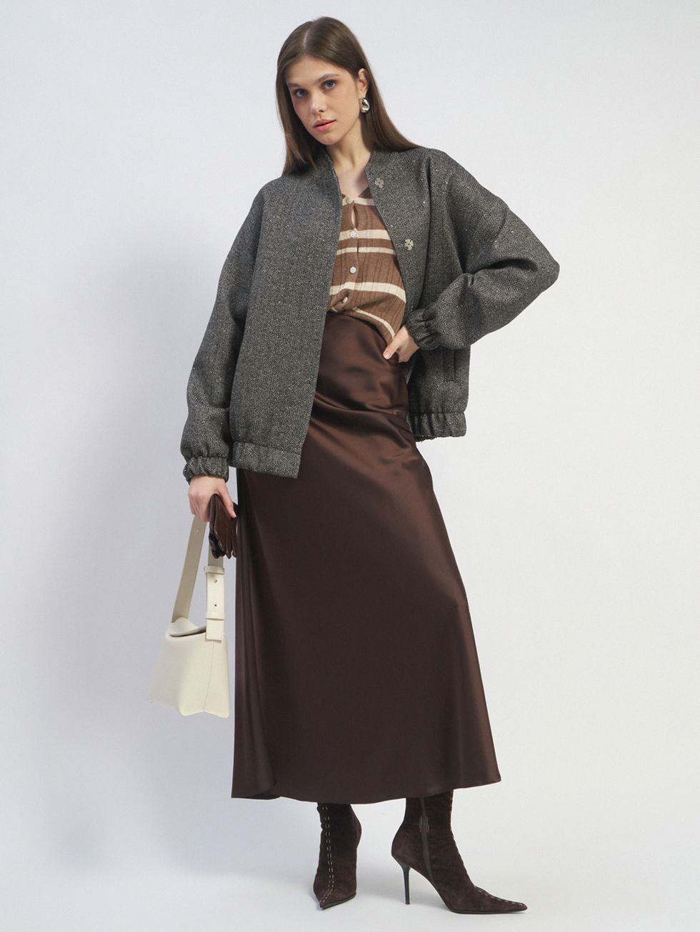 ТЕКСТИЛЬНАЯ КУРТКА ЖЕНСКАЯ, ТЕМНО-СЕРАЯ