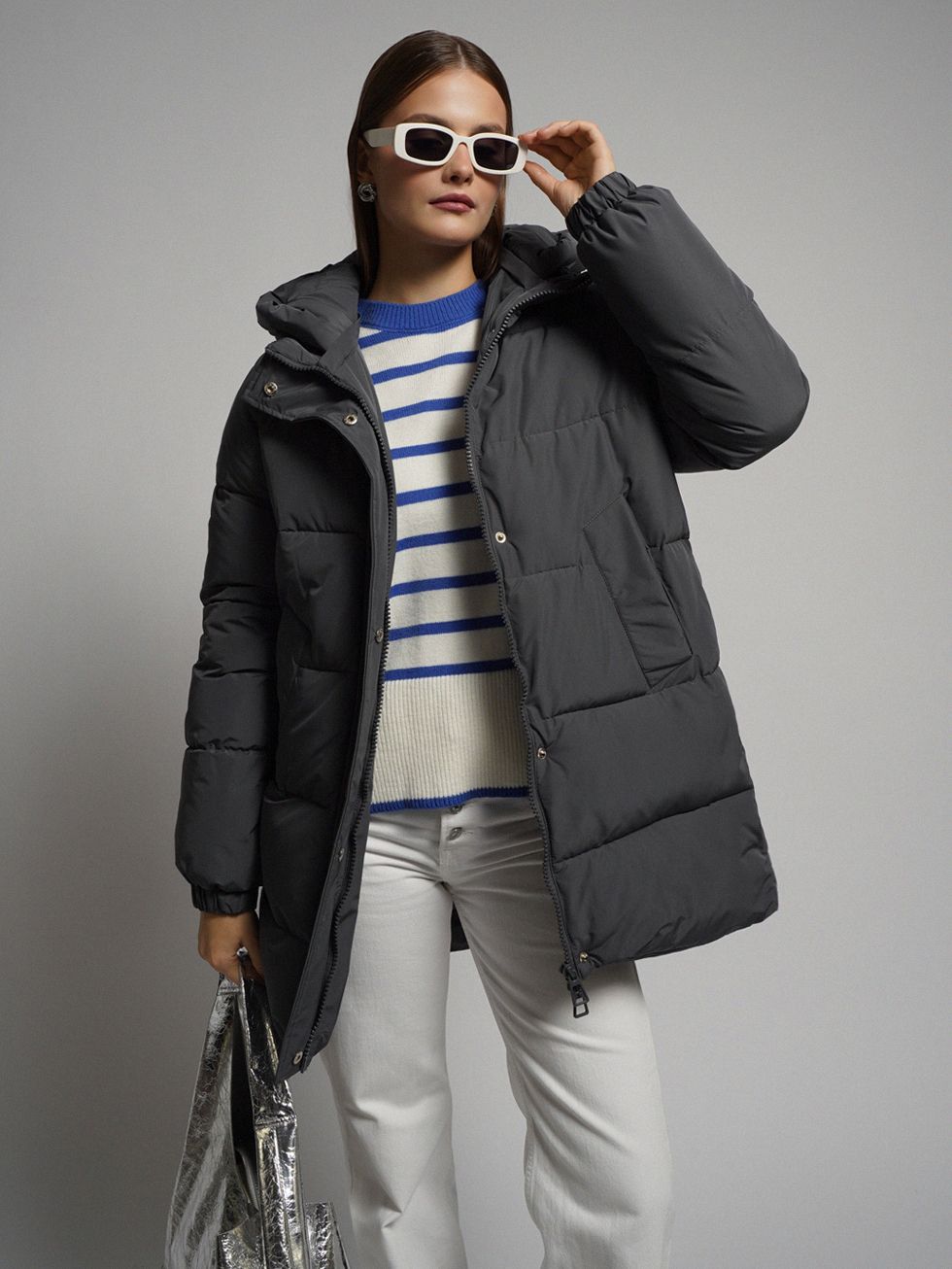 ПУХОВИК ЖЕНСКИЙ, ТЕМНО-СЕРЫЙ