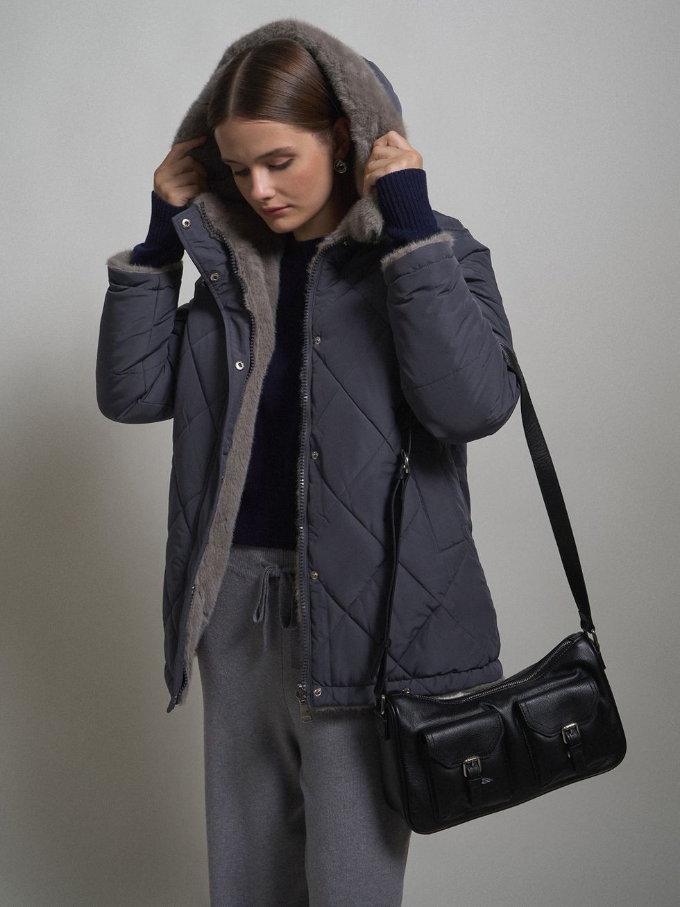 ПУХОВИК ЖЕНСКИЙ, ТЕМНО-СЕРЫЙ