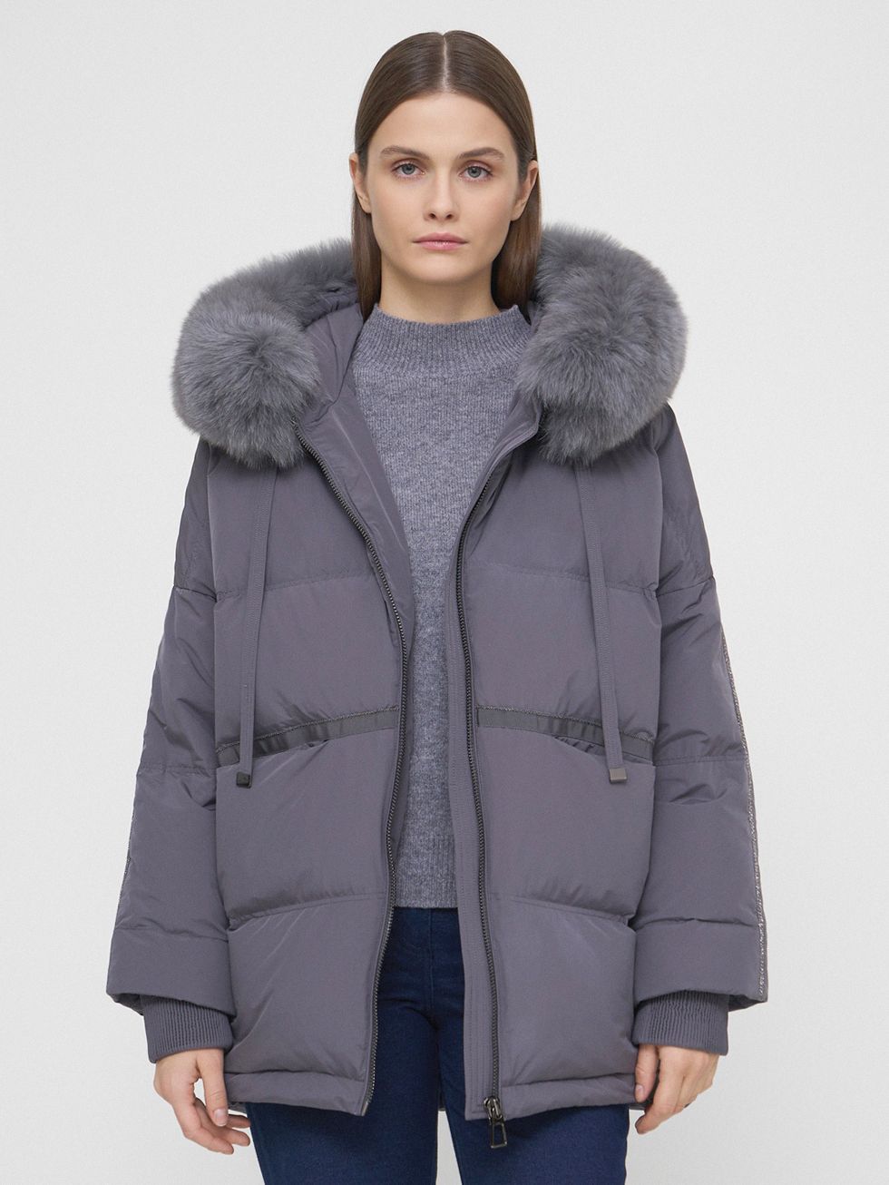 ПУХОВИК ЖЕНСКИЙ, ТЕМНО-СЕРЫЙ