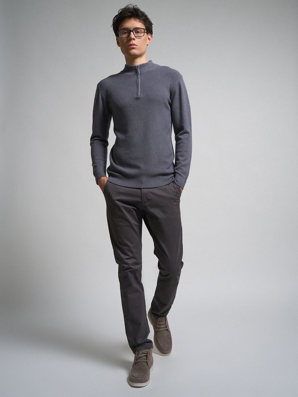 ДЖЕМПЕР МУЖСКОЙ, ТЕМНО-СЕРЫЙ