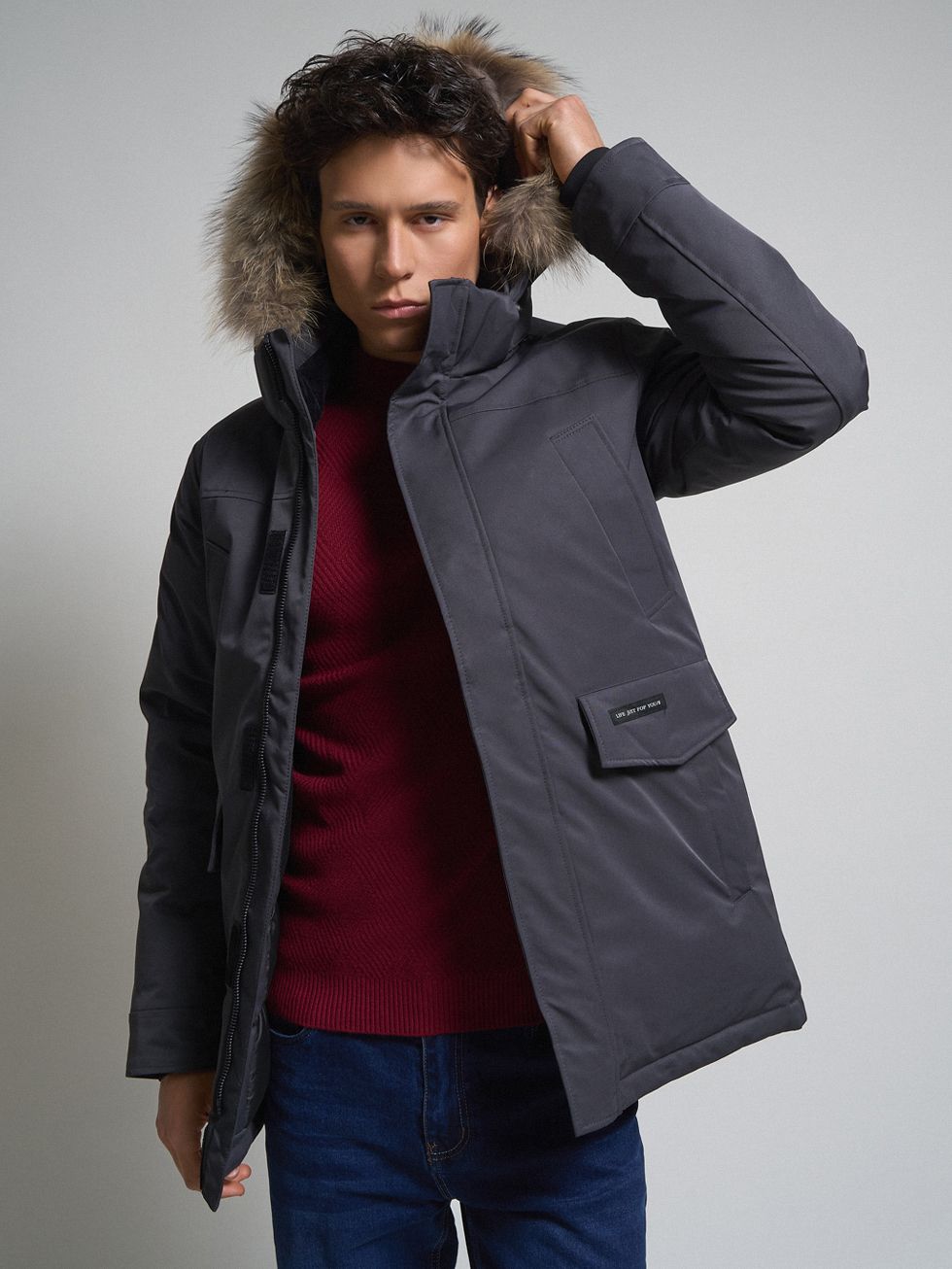 ПАРКА МУЖСКАЯ, ТЕМНО-СЕРАЯ
