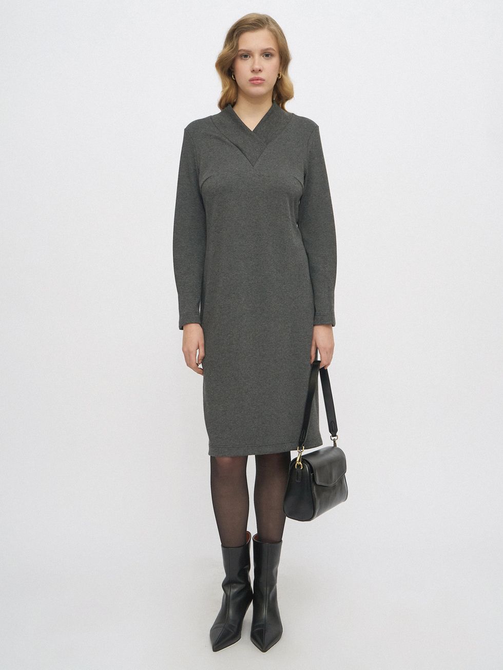 ПЛАТЬЕ ЖЕНСКОЕ, ТЕМНО-СЕРОЕ