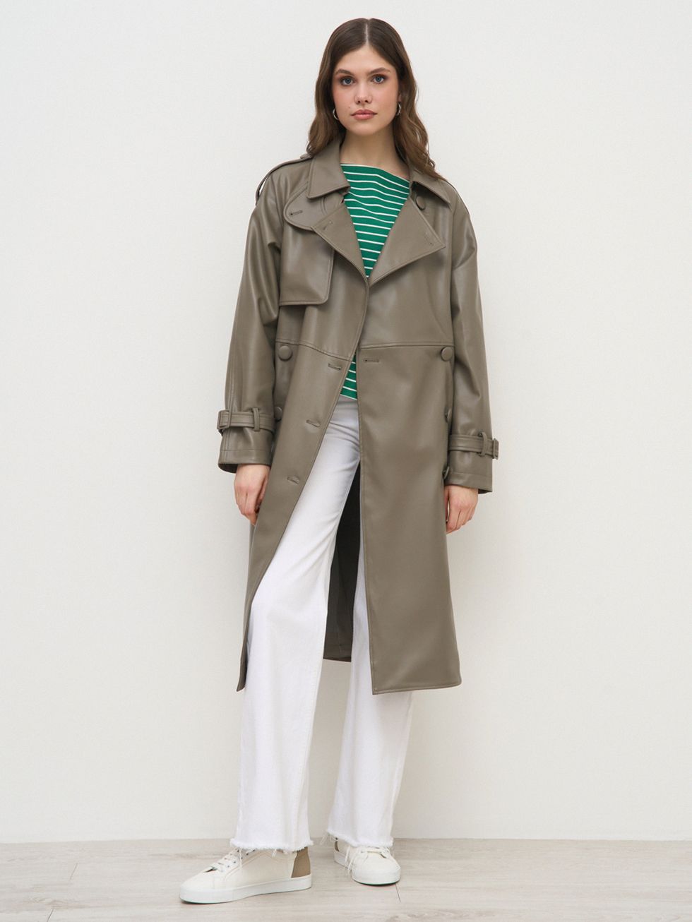 КОЖАНОЕ ПАЛЬТО ЖЕНСКОЕ, ТЕМНО-СЕРОЕ