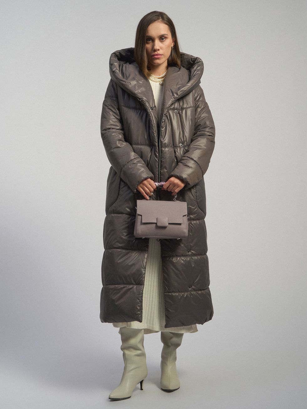 ПУХОВИК ЖЕНСКИЙ, ТЕМНО-СЕРЫЙ