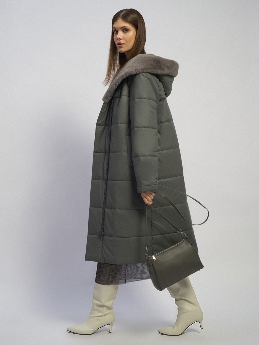 ПУХОВИК ЖЕНСКИЙ, ТЕМНО-СЕРЫЙ