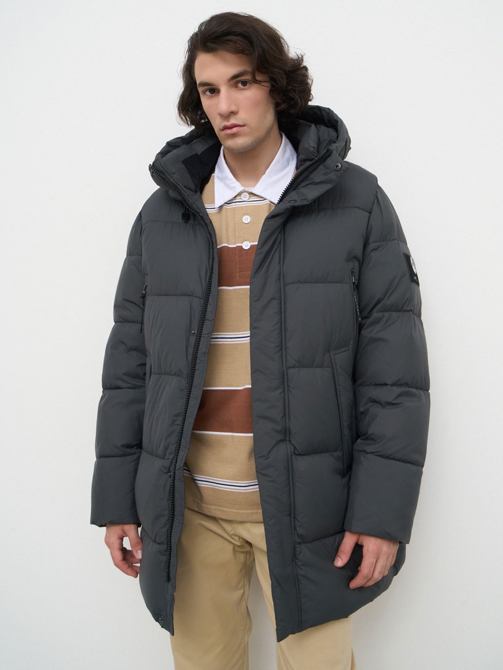 ПУХОВИК МУЖСКОЙ, ТЕМНО-СЕРЫЙ