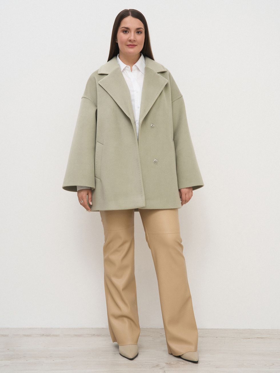 ТЕКСТИЛЬНОЕ ПАЛЬТО ЖЕНСКОЕ, СВЕТЛО-ЗЕЛЕНОЕ