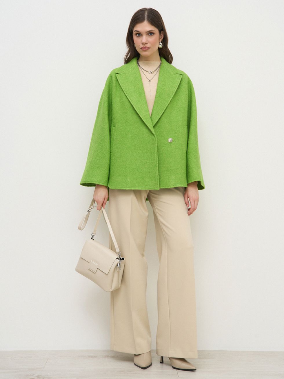 ТЕКСТИЛЬНОЕ ПАЛЬТО ЖЕНСКОЕ, СВЕТЛО-ЗЕЛЕНОЕ