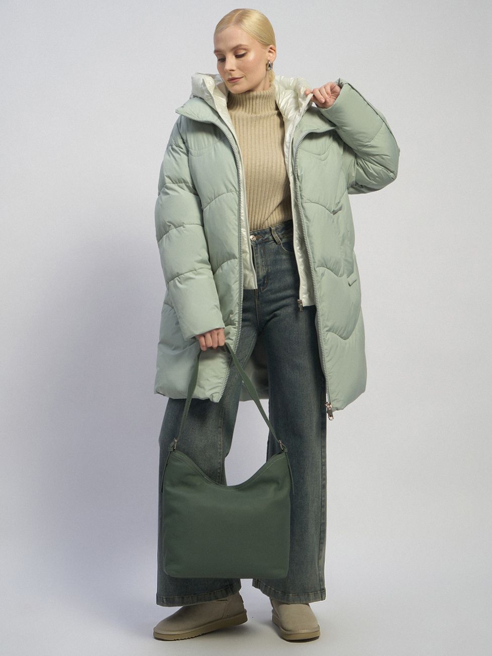 ПУХОВИК ЖЕНСКИЙ, СВЕТЛО-ЗЕЛЕНЫЙ