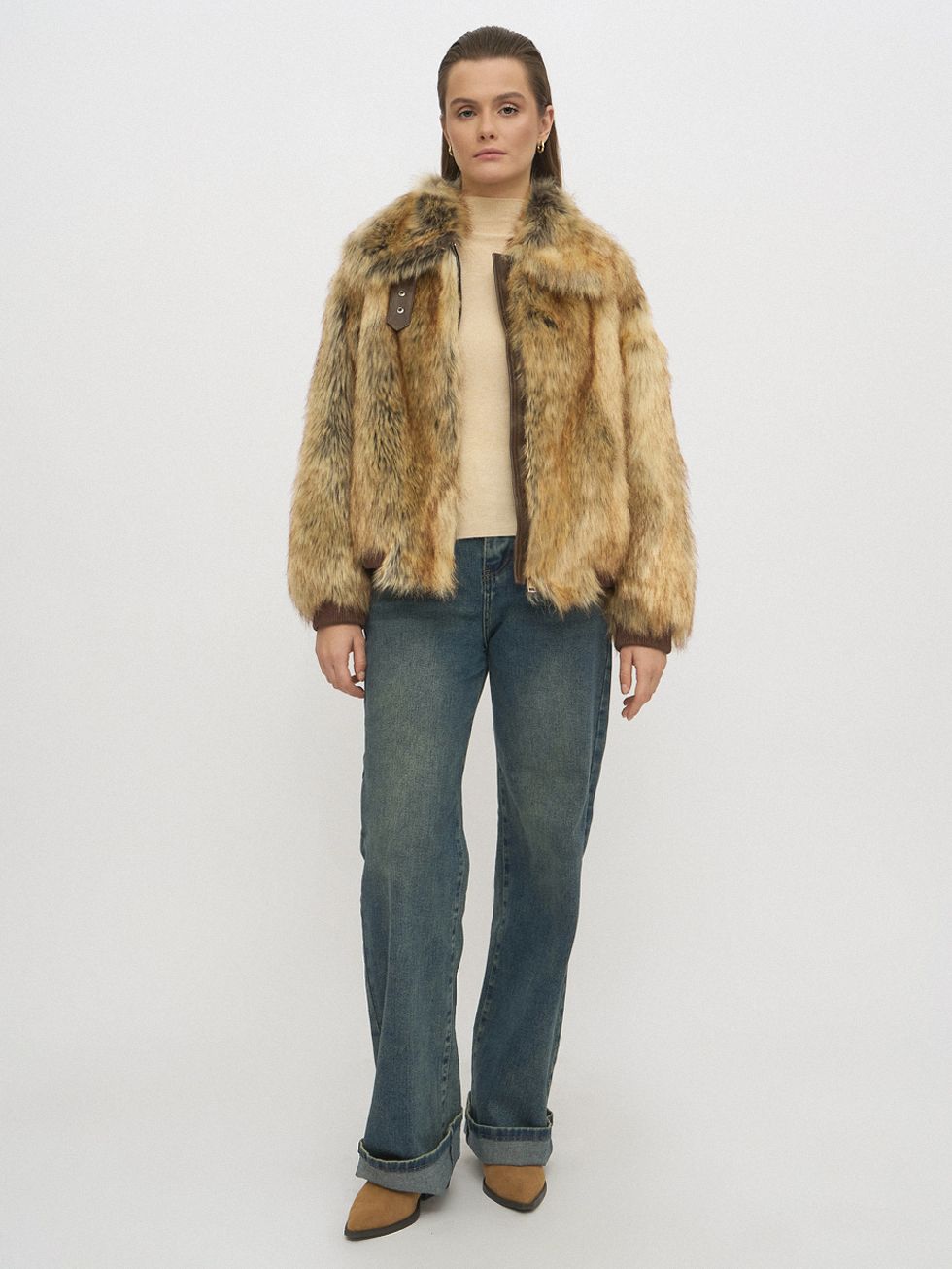 ШУБА РЫЖАЯ, ШЕРСТЬ И ПОЛИЭСТЕР