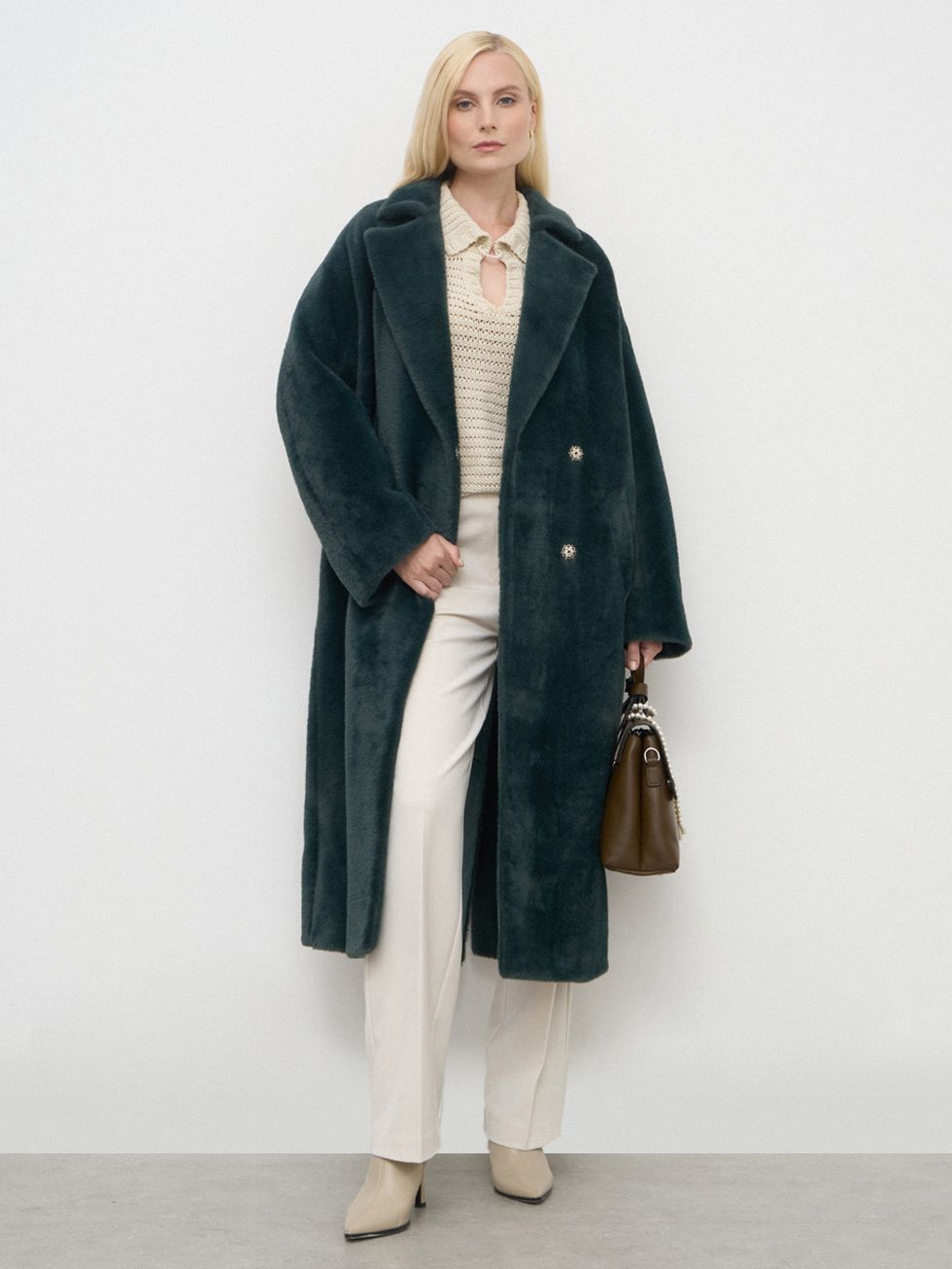 ШУБА ТЕМНО-ЗЕЛЕНАЯ, ЭКО-МЕХ