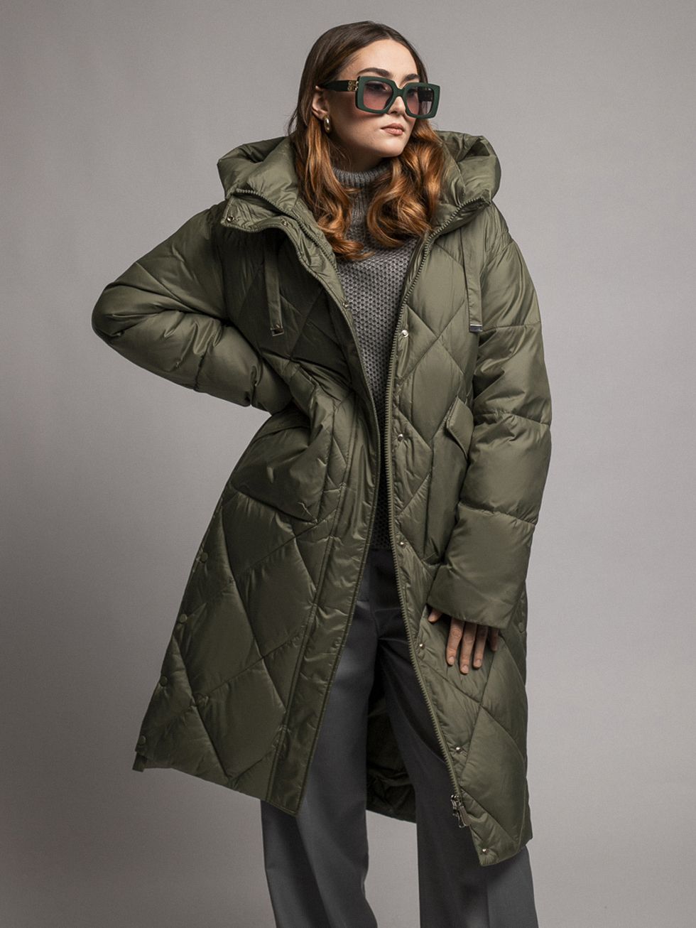 ПУХОВИК ЖЕНСКИЙ, ТЕМНО-ЗЕЛЕНЫЙ