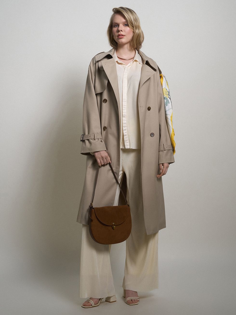 ТРЕНЧ ЖЕНСКИЙ, КРЕМОВЫЙ