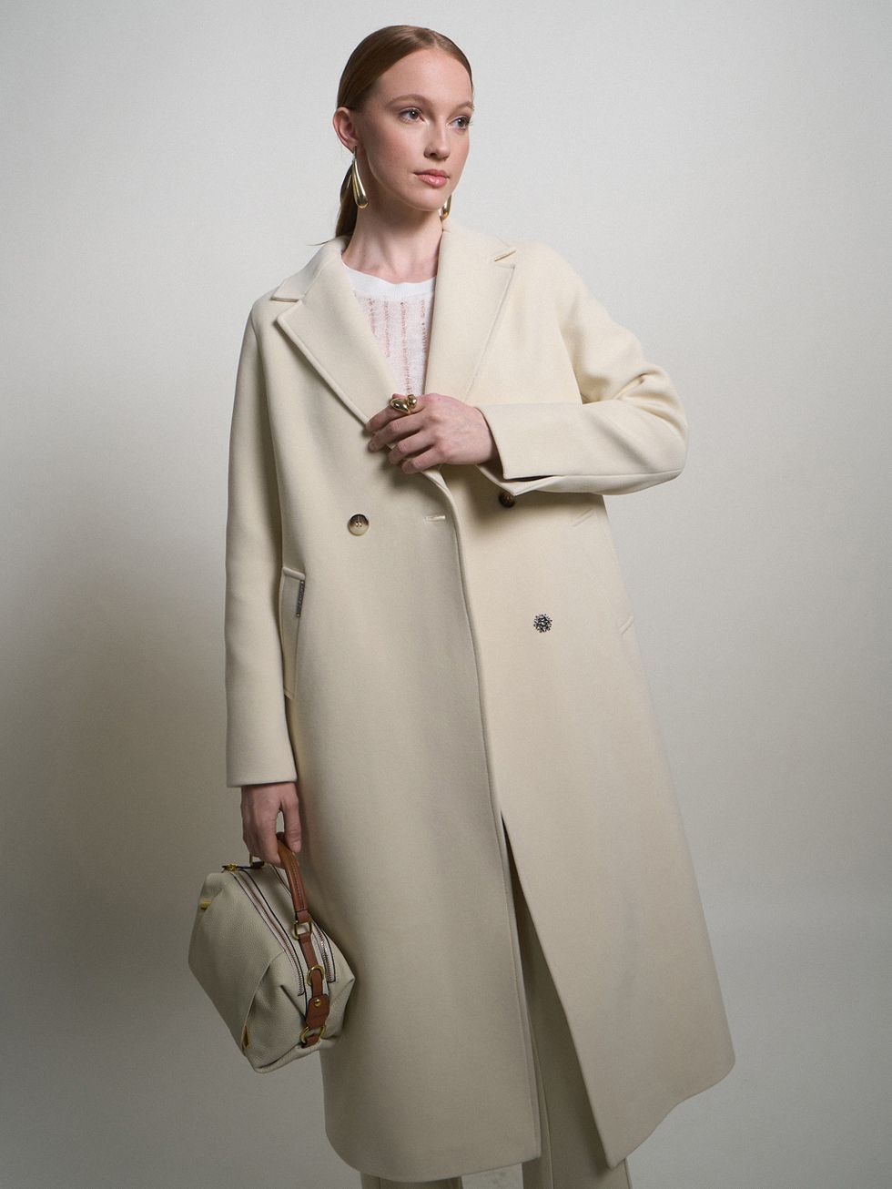 ТЕКСТИЛЬНОЕ ПАЛЬТО ЖЕНСКОЕ, КРЕМОВОЕ