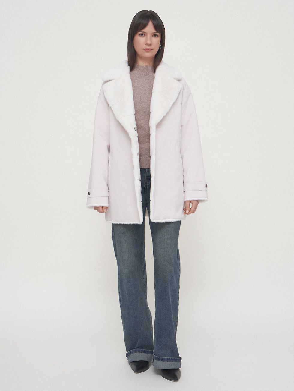 ТЕКСТИЛЬНОЕ ПАЛЬТО ЖЕНСКОЕ, КРЕМОВОЕ