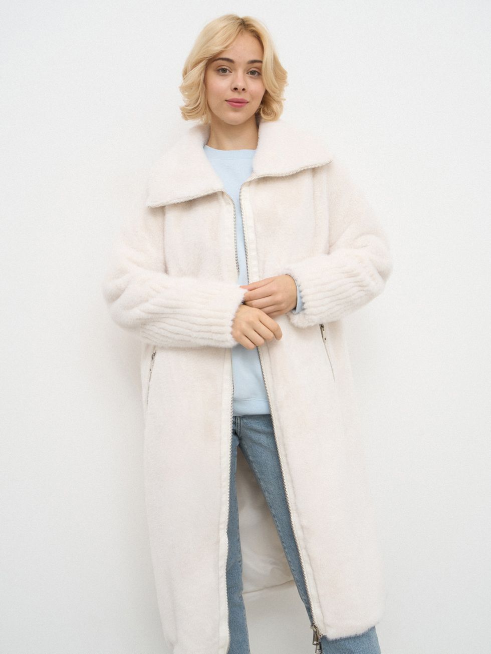 ШУБА КРЕМОВАЯ, ЭКО-МЕХ