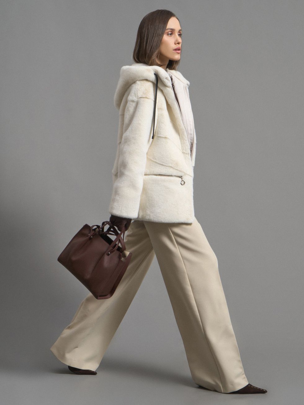 ШУБА КРЕМОВАЯ, ЭКО-МЕХ