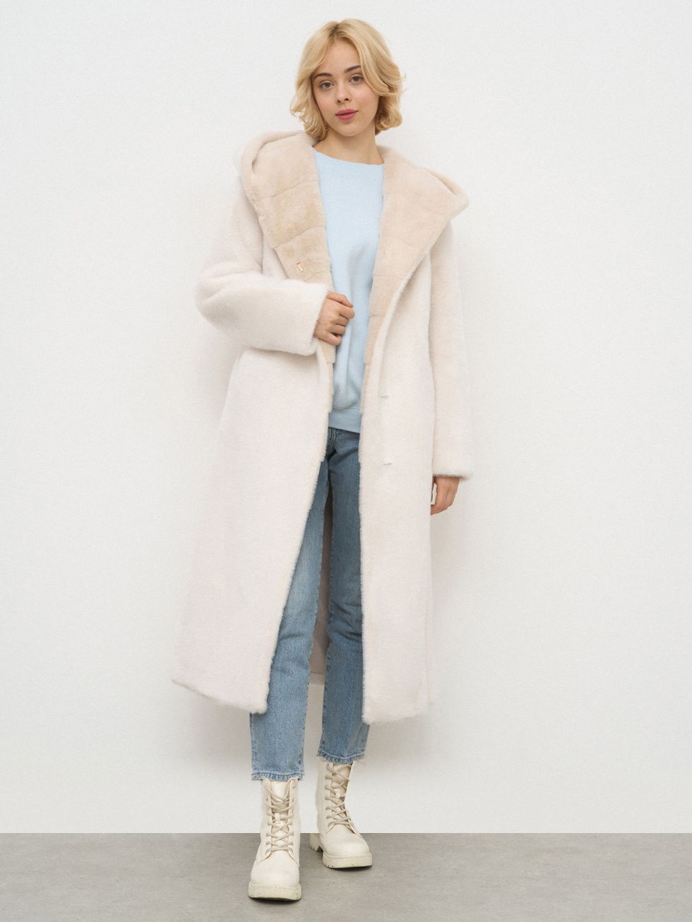 ШУБА КРЕМОВАЯ, ЭКО-МЕХ