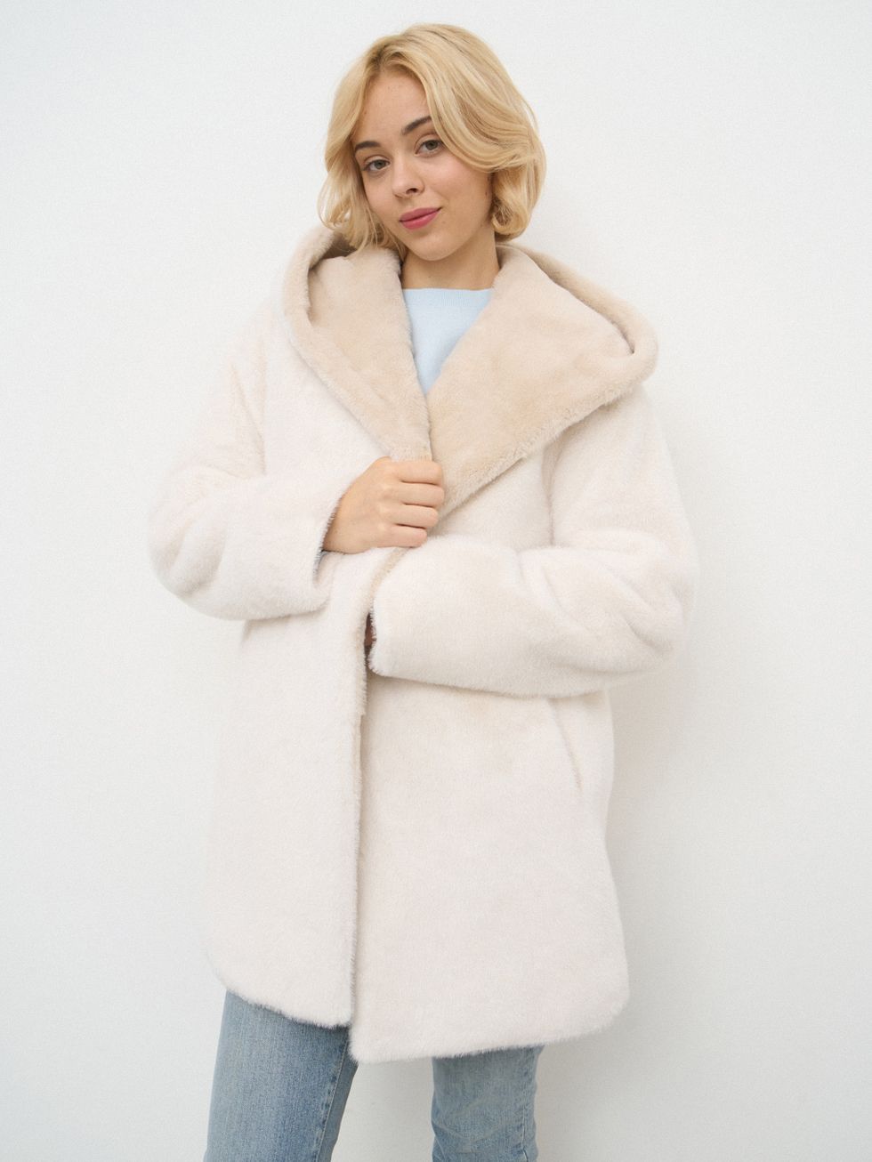 ШУБА КРЕМОВАЯ, ЭКО-МЕХ