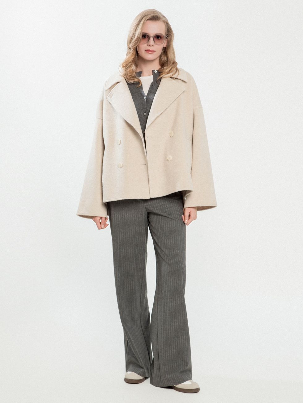 ТЕКСТИЛЬНОЕ ПАЛЬТО ЖЕНСКОЕ, КРЕМОВОЕ