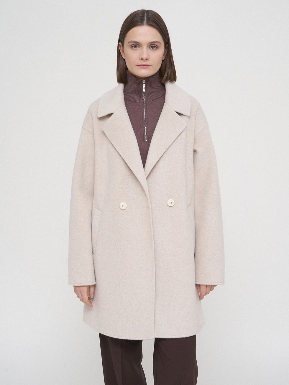 ТЕКСТИЛЬНОЕ ПАЛЬТО ЖЕНСКОЕ, КРЕМОВОЕ