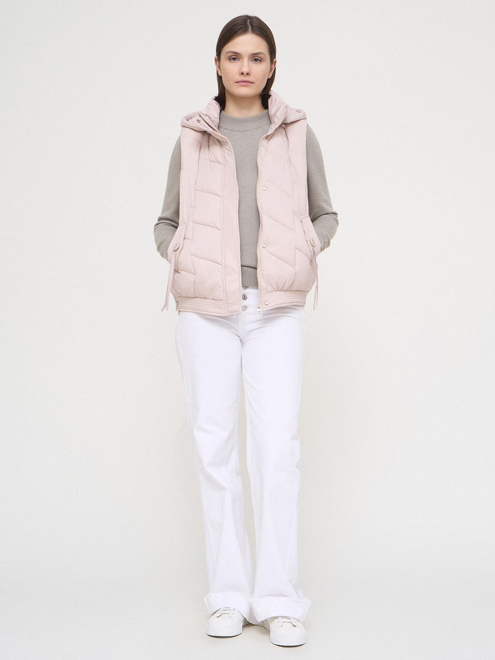 ПУХОВЫЙ ЖИЛЕТ ЖЕНСКИЙ, КРЕМОВЫЙ