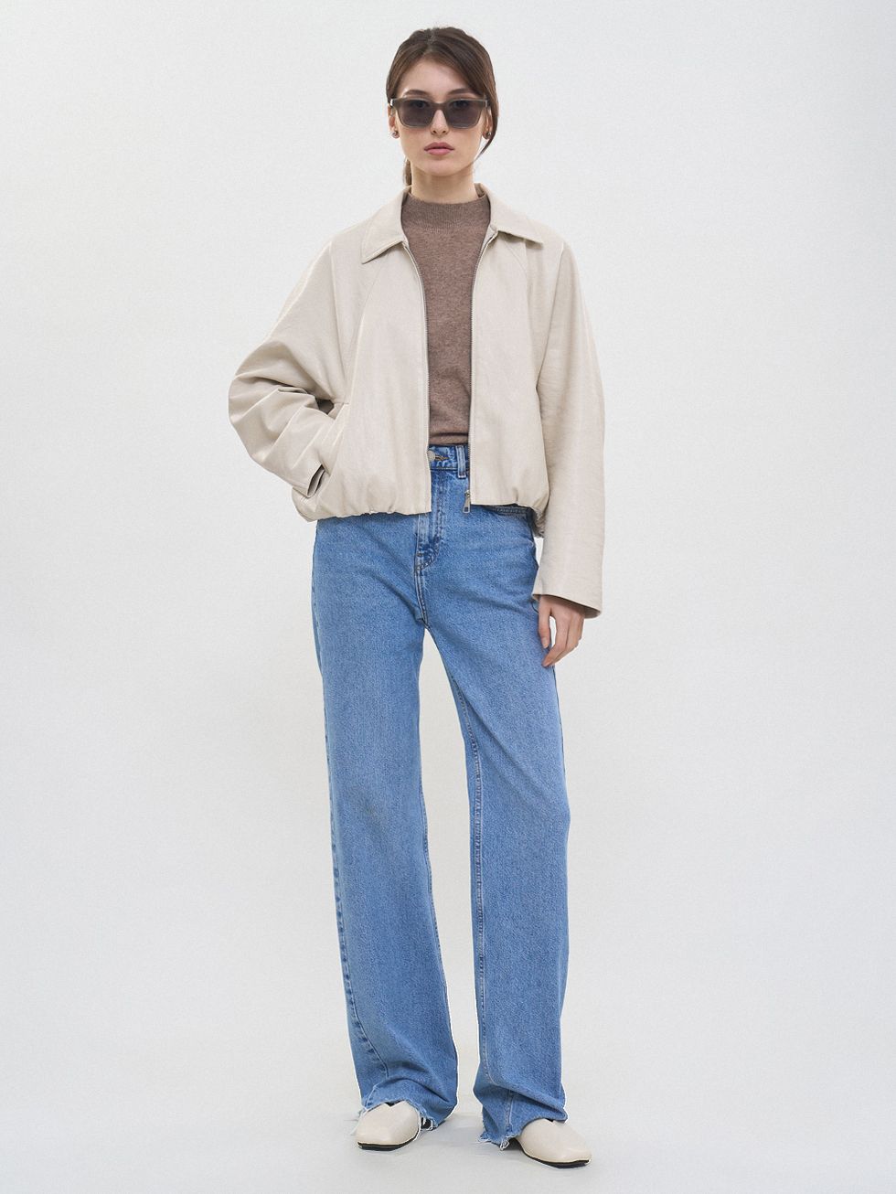 КОЖАНАЯ КУРТКА ЖЕНСКАЯ, КРЕМОВАЯ