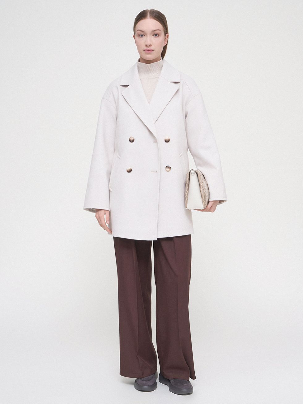 ТЕКСТИЛЬНОЕ ПАЛЬТО ЖЕНСКОЕ, КРЕМОВОЕ