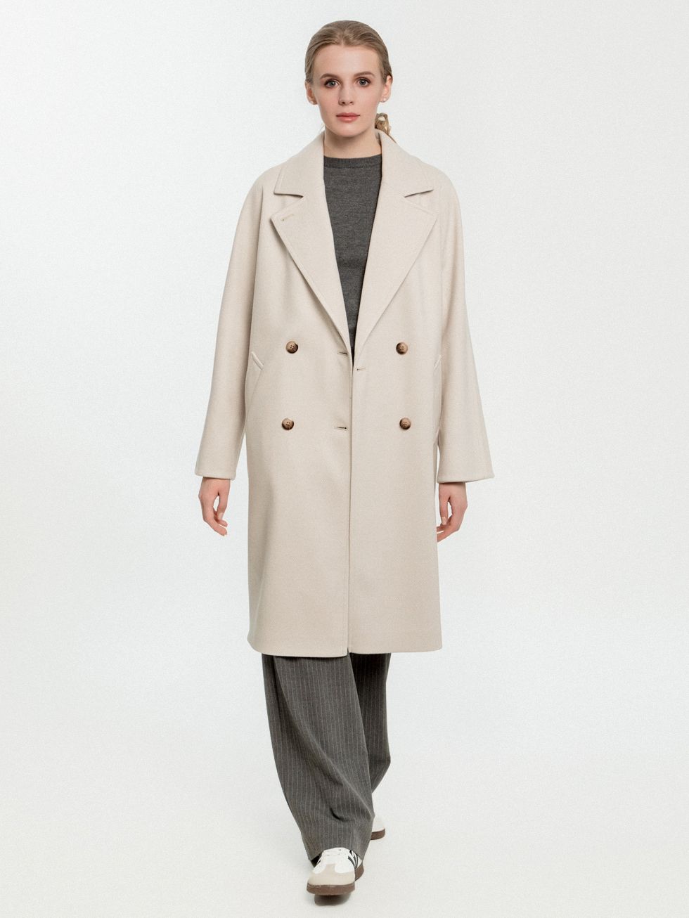 ТЕКСТИЛЬНОЕ ПАЛЬТО ЖЕНСКОЕ, КРЕМОВОЕ
