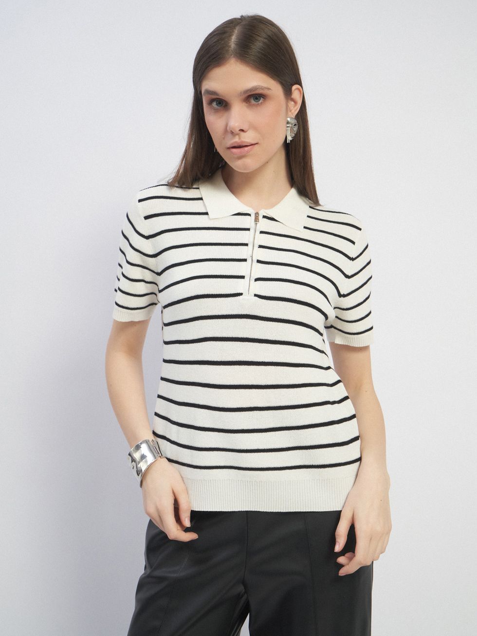 ДЖЕМПЕР ЖЕНСКИЙ, БЕЛЫЙ/ЧЕРНЫЙ