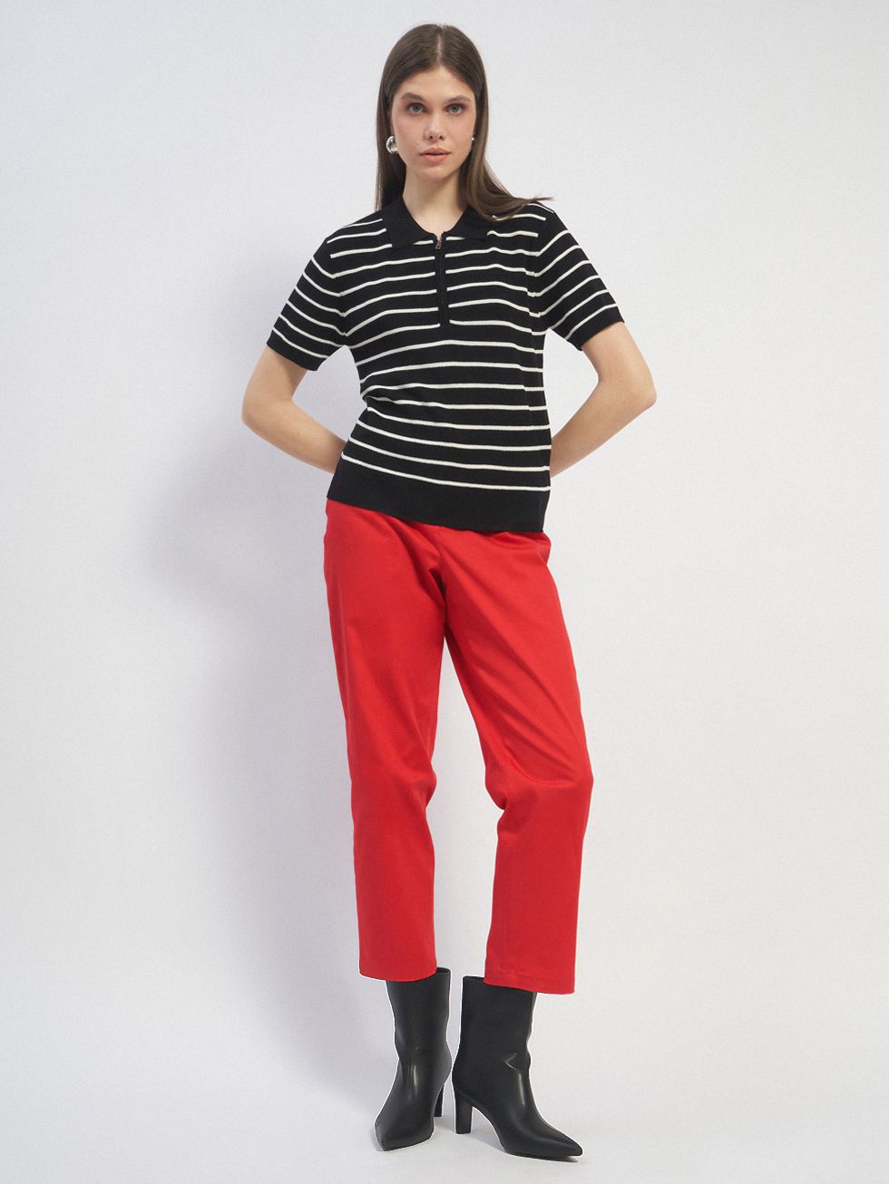 ДЖЕМПЕР ЖЕНСКИЙ, ЧЕРНЫЙ/БЕЛЫЙ