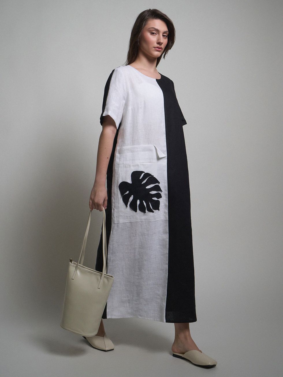 ПЛАТЬЕ ЖЕНСКОЕ, ЧЕРНОЕ/БЕЛОЕ