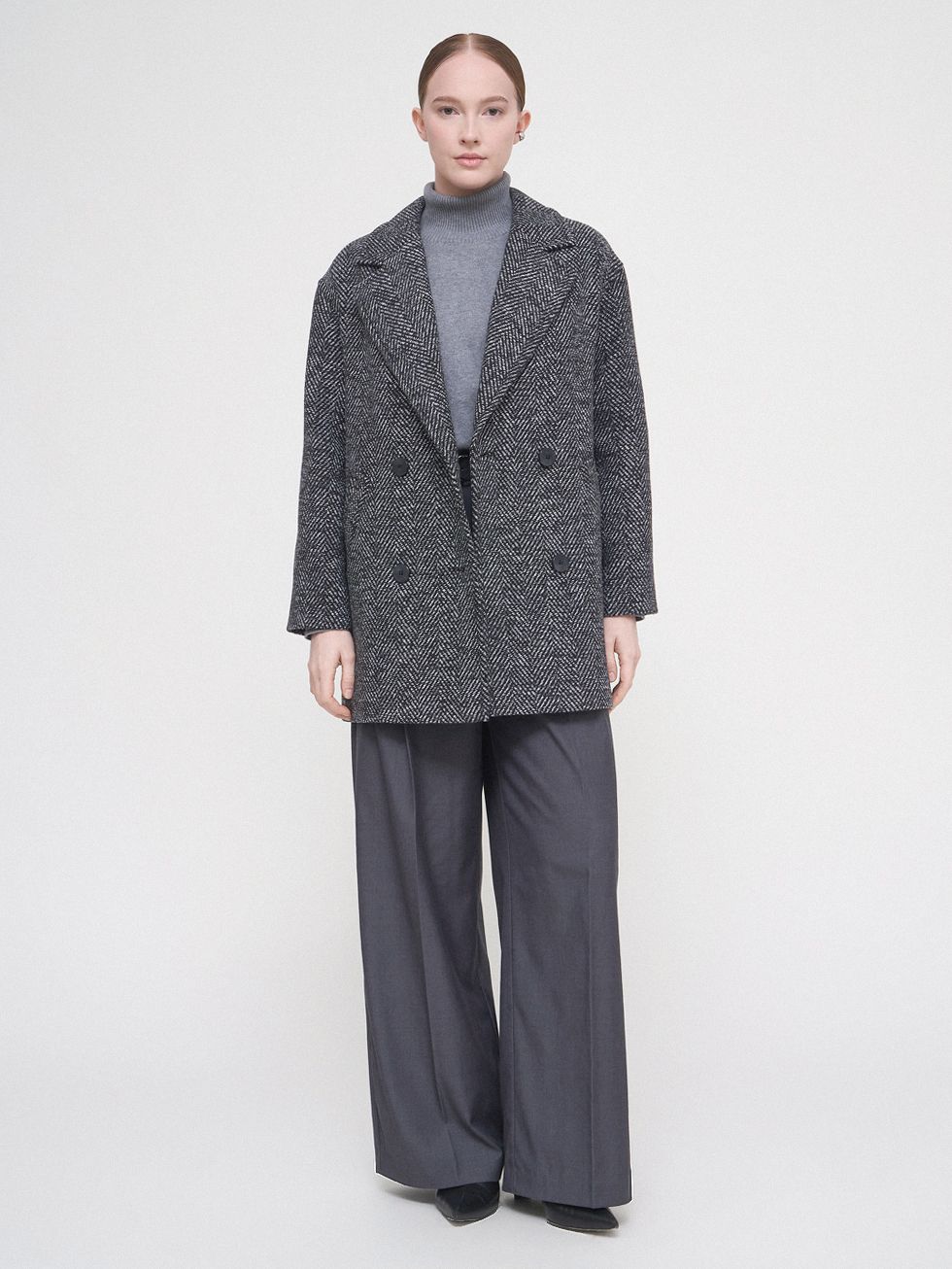 ТЕКСТИЛЬНОЕ ПАЛЬТО ЖЕНСКОЕ, ЧЕРНОЕ/БЕЛОЕ