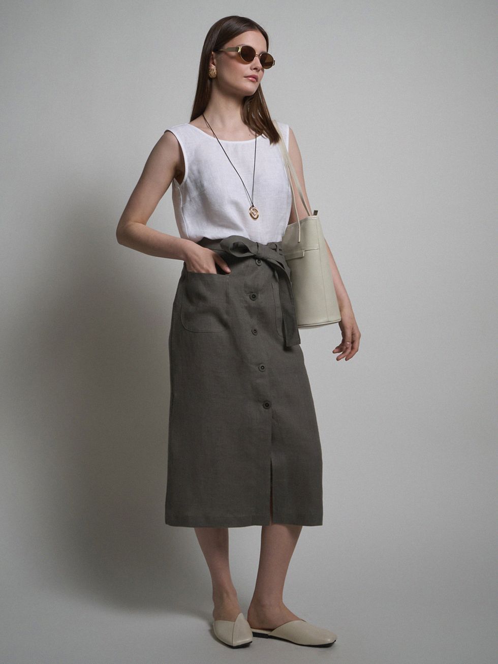 ЮБКА ЖЕНСКАЯ, ОЛИВКОВАЯ