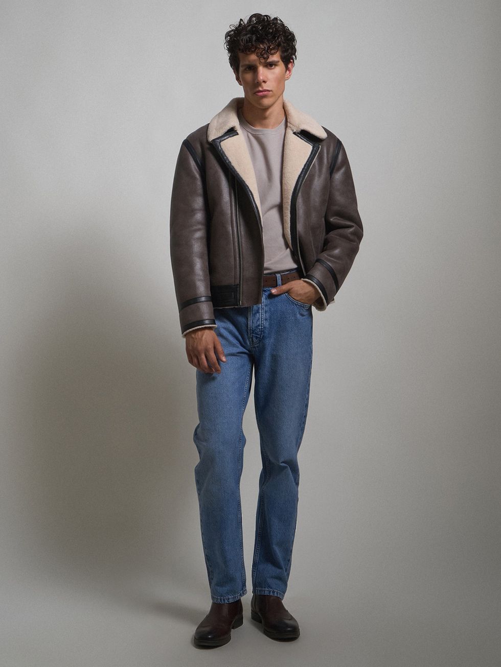 ДУБЛЕНКА МУЖСКАЯ, ОЛИВКОВАЯ