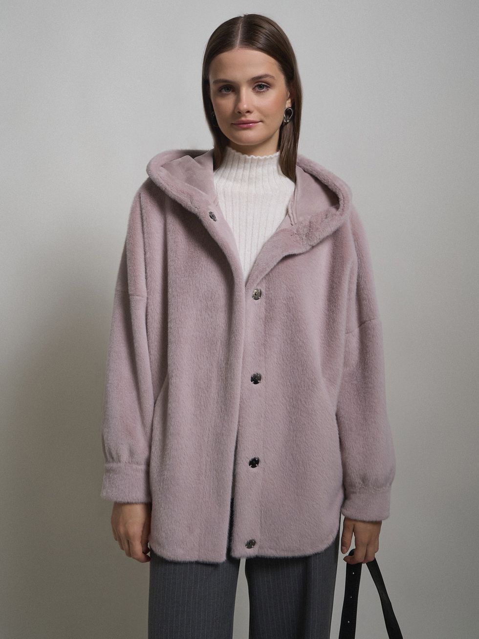 ШУБА СЕРО-РОЗОВАЯ, ЭКО-МЕХ